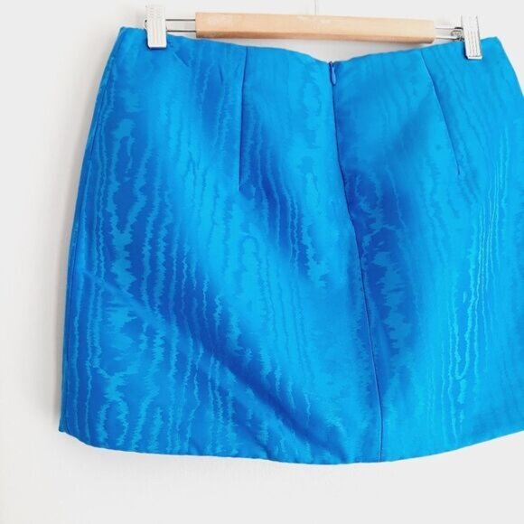 ONLY Ara Satin Jaquard Asymmetrical Hem Mini Skirt Blue Sz M - Picture 7 of 12